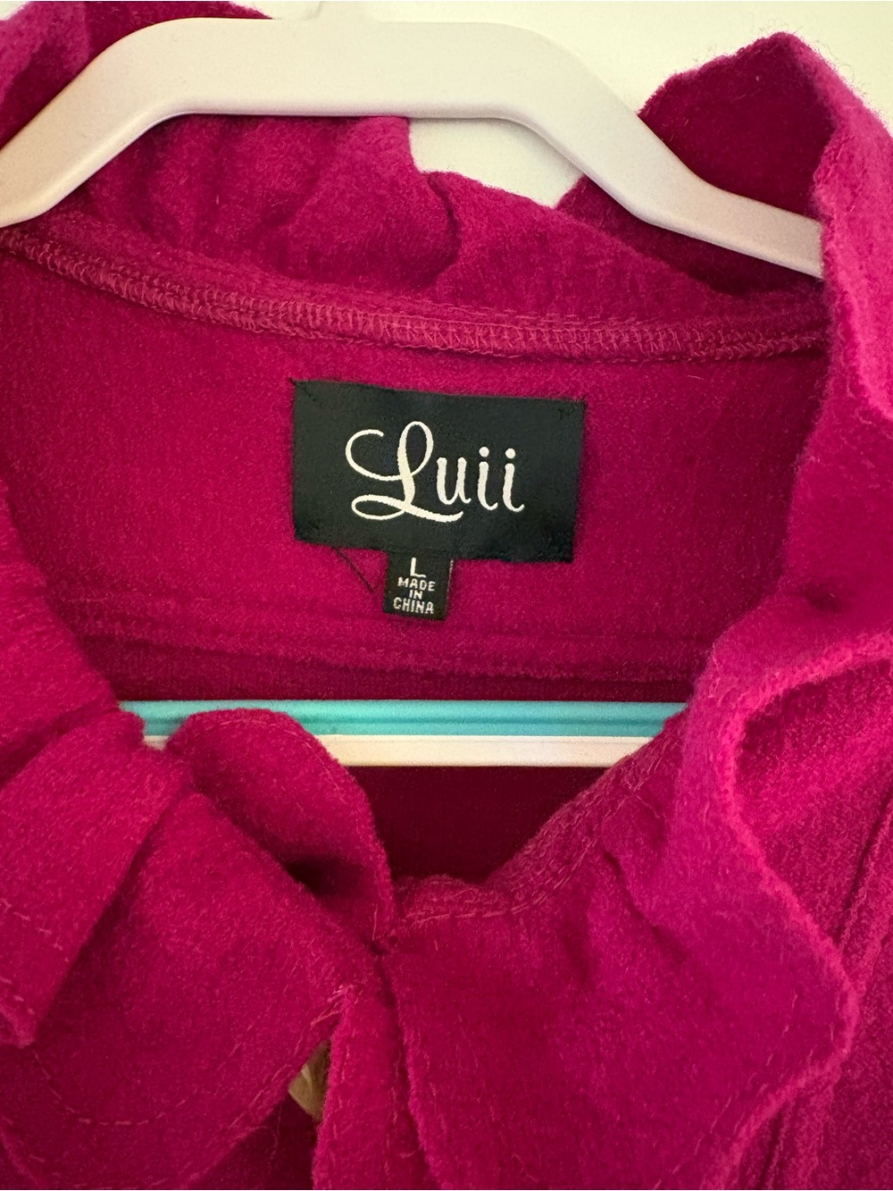 Luii Fuchsia Ruffled Button Front Coat - Picture 3 of 5